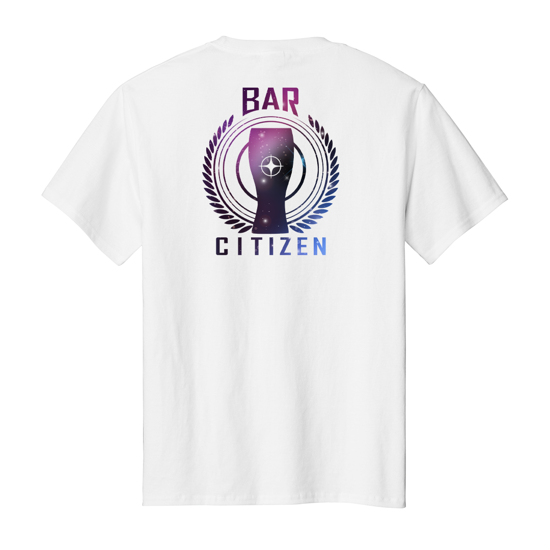 Bar Citizen Short Sleeve T-Shirt purple logo front back